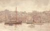 Tuke, Henry Scott, RA RWS (1858-1929): Smacks in Falmouth Harbour, signed, inscribed on back Smacks in Falmouth H.S.Tuke RA, watercolour, 13.8 x 21.6 cms. RCPS Tuke Collection. Loan.