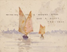 Tuke, Henry Scott, RA RWS (1858-1929): Christmas and New Year card, signed and dated 1905, inscribed Wishing you a Merry Xmas and A Happy New Year, watercolour, 10 x 15.5 cms. RCPS Tuke Collection. Loan.