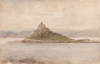 Tuke, Henry Scott, RA RWS (1858-1929): St Michael's Mount, signed, watercolour, 14 x 21.6 cms. RCPS Tuke Collection. Loan.