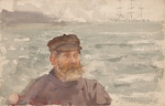 Tuke, Henry Scott, RA RWS (1858-1929): Portrait of a Fisherman (Neddy Hall), watercolour, 13.9 x 21.6 cms. RCPS Tuke Collection. Loan.