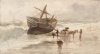 Tuke, Henry Scott, RA RWS (1858-1929): The Wreck, signed and dated 1870, watercolour, 13 x 24 cms. RCPS Tuke Collection. Loan.