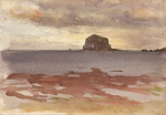 Tuke, Henry Scott, RA RWS (1858-1929): The Bass Rock, Scotland, signed and dated 1891, inscribed The Bass Rock bottom right, watercolour, 17.5 x 25.5 cms. RCPS Tuke Collection. Loan.