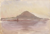 Tuke, Henry Scott, RA RWS (1858-1929): North Berwick Law, signed and dated 1891, inscribed N. Berwick Law bottom left, watercolour, 17.5 x 25.5 cms. RCPS Tuke Collection. Loan.
