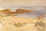 Tuke, Henry Scott, RA RWS (1858-1929): Beach Scene, North Berwick, signed and dated 1891, watercolour, 17.5 x 25.5 cms. RCPS Tuke Collection. Loan.