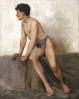 Tuke, Henry Scott, RA RWS (1858-1929): Seated Nude Study, oil on canvas, 66 x 53 cms. RCPS Tuke Collection. Loan.