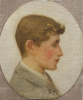 Tuke, Henry Scott, RA RWS (1858-1929): Portrait of a Youth, oil on canvas laid down on board, 24.5 x 21 cms. RCPS Tuke Collection. Loan.