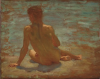 Tuke, Henry Scott, RA RWS (1858-1929): Sketch of Nude Youth, oil on panel, 31.8 x 40 cms. RCPS Tuke Collection. Loan.