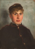 Tuke, Henry Scott, RA RWS (1858-1929): Head of Martin (William J. Martin), dated 1890, inscribed top left H.S.Tuke D top right Dec. 1890, oil on mahogany panel, 36 x 26 cms. RCPS Tuke Collection. Loan.