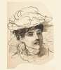 Tuke, Henry Scott, RA RWS (1858-1929): Portrait of a Lady, pen and ink on paper, 12.5 x 8.6 cms. RCPS Tuke Collection. Loan.