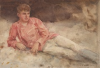 Tuke, Henry Scott, RA RWS (1858-1929): Boy in a Red Shirt, signed and dated 1914, inscribed H.S.Tuke 1914, watercolour, 13.7 x 19.5 cms. RCPS Tuke Collection. Loan.