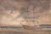 Tuke, Henry Scott, RA RWS (1858-1929): Barque at Sunset, signed and dated, watercolour, 18 x 26cms. RCPS Tuke Collection. Loan.