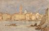Tuke, Henry Scott, RA RWS (1858-1929): Rapallo, watercolour, 17.8 x 28 cms. RCPS Tuke Collection. Loan.