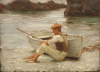 Tuke, Henry Scott, RA RWS (1858-1929): Boy and Boat, oil on panel, 33 x 24 cms. RCPS Tuke Collection. Loan.