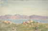 Tuke, Henry Scott, RA RWS (1858-1929): Ruins of Carthage, signed and dated 1925, Inscribed on label on reverse RWS Spring 1925, No.9, Ruins at Carthage, H.S.Tuke, Swanpool, Falmouth, watercolour, 14 x 21.8 cms. RCPS Tuke Collection. Loan.