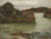 Tuke, Henry Scott, RA RWS (1858-1929): Rocks at Newporth, signed and dated, oil on board, 26.5 x 5 cms. RCPS Tuke Collection. Loan.