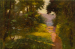 Richardson, John Thomas (1860-1942): Sunlit path, Marlborough, signed and dated 1914, oil on canvas, 30 x 45 cms. Presented by Tonkin, John and Valentine. Donation.