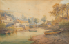 Boase Smith, William J. (1842-1896): Helford afternoon, watercolour, 65 x 104 cms.