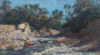 Tedeschi, Marguerite (1879 -1970): The River Bed, Bou.Saada Oasis, Algiers, signed and dated 1910, oil on card, 32 x 55.5 cms.