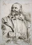 De Pass, Crispin : Portrait of a man with a beard after Sir Anthony Van Dyck (1599-1641), signed and dated 1909, ink on paper, 22 x 15.7 cms. Presented by De Pass, Alfred A.