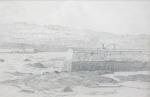 Martin, William A. (1899-1988): Harbour and sea wall, pencil, 15.6 x 23 cms. Presented by Moss, Ruth. Bequest.
