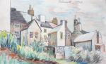 Martin, William A. (1899-1988): House scene with laundry, dated 1973, coloured pencil, 13.9 x 25 cms. Presented by Moss, Ruth. Bequest.