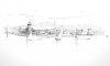 Long, M.J.(1939-2018) : Architect's drawing for the National Maritime Museum Cornwall, signed, ink on tracing paper, 21 x 29.5 cms. Presented by M.J.Long 2002.