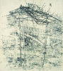 Newton, Kenneth (1933-1984): Study for Trees VII, view of Rose Arbour with Kew Bridge, pencil on paper, 32 x 28 cms. The Richard Harris Gift.