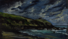 Insoll, Chris (born 1956): Dramatic Light, Pednevaden Point from Porthcurnick, 6 October 1993, signed and dated 1993, oil on hardboard, 15.8 x 27 cms. Grace Gardner gift 2004.