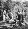 Miller, Lee (1907-1977): Dorothea Tanning, Max Ernst, Antony Penrose, Roland Penrose, Annie Penrose and Beacus Penrose, Killiow, near Truro, photograph, 10.2 x 10.2 cms. Purchased with grant aid from the Esmee Fairbairn Foundation in 2004. © Lee Miller Archive. All rights reserved.
