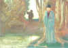 Wilmer, John Riley (1883-1941): Robed figure by a pool, signed and dated 1916, watercolour and body colour, 27 x 19 cms. Presented in 2005 by Jill Armitage-Lewingdon in memory of Joan Rhodes (nee Armitage).