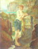 Wilmer, John Riley (1883-1941): Diana of the Romans, signed and dated 1918, inscribed J Riley Wilmer 1918, watercolour, 29.7 x 23.5 cms. Presented in 2005 by Jill Armitage-Lewingdon in memory of Joan Rhodes (nee Armitage).