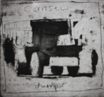 Jackson, Kurt (born 1961): Carnsew dumper, signed and dated 1998, etching, 24 x 30 cms. Presented by Kurt and Caroline Jackson.