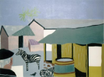 Davies, Peter: Newquay Zoo, signed and dated 2008, linocut (edition 2/5), 35 x 44 cms. Commissioned with funding from the Heritage Lottery Fund as part of the Darwin 200 celebrations.