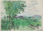 Dufy, Raoul (1877-1953): Landscape with logs, signed, pochoirs in colour, 28.2 x 38 cms. Given by Mrs Naomi G. Weaver through the Art Fund. © ADAGP, Paris and DACS, London 2010.
