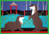 Lee, Sara C. (born 1956): Asian short-clawed otters at Newquay Zoo, signed, cut paper, 21 x 29.5 cms. Purchased with funding from the Heritage Lottery Fund as part of the Darwin 200 celebrations.