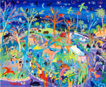 Dyer, John (born 1968): Zooing around, Newquay Zoo, 2009, signed, acrylic on board, 84.5 x 102 cms. Purchased as part of the Heritage Lottery Fund's Darwin 200 celebrations.