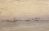Tuke, Henry Scott, RA RWS (1858-1929): Ships at Sea, signed and dated 1916, watercolour, 13.8 x 21.4 cms. RCPS Tuke Collection. Loan.