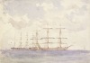 Tuke, Henry Scott, RA RWS (1858-1929): Sailing Ships, watercolour, 16.3 x 23.8 cms. RCPS Tuke Collection. Loan.