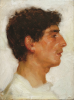 Tuke, Henry Scott, RA RWS (1858-1929): Portrait of Italian Youth, signed and dated 1881, inscribed Head. Italy 1881. H.S. Tuke, oil on mahogany panel, 16.5 x 13 cms. RCPS Tuke Collection. Loan.