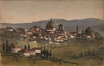 Tuke Sainsbury, Maria (1861-1947): Italian Town (Florence), signed, inscribed Watercolour by Maria Tuke (sister of Henry Scott Tuke) in scrapbook of Mrs Marshall, Chithurst, watercolour, 25.2 x 17.7 cms. RCPS Tuke Collection. Loan.