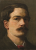 Tuke, Henry Scott, RA RWS (1858-1929): Self Portrait, dated 1881, inscribed Florence 1881, oil on canvas laid down, 23 x 17 cms. RCPS Tuke Collection. Loan.