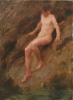 Tuke, Henry Scott, RA RWS (1858-1929): Nude boy on rock, oil on canvas, 38.2 x 28 cms. RCPS Tuke Collection. Loan.