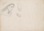 Hemy, Charles Napier RA RWS (1841-1917) attributed to : Head and hands study, Pencil on paper, 25.5 x 35.5 cms. Presented by Quinn, Priscilla.