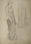 Hemy, Charles Napier RA RWS (1841-1917) attributed to: Costume study - dress, Pencil on paper, 25.5 x 35.5 cms. Presented by Quinn, Priscilla.