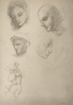 Hemy, Charles Napier RA RWS (1841-1917) attributed to: Face studies, inscribed Grimain January, Pencil on paper, 25.5 x 35.5 cms. Presented by Quinn, Priscilla.