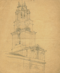 Hemy, Charles Napier RA RWS (1841-1917) attributed to : Tower study, Pencil on paper, 25 x 20.7. Presented by Quinn, Priscilla.